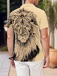 LuckLemocor Lion Hawaiian Shirt for Men Summer
