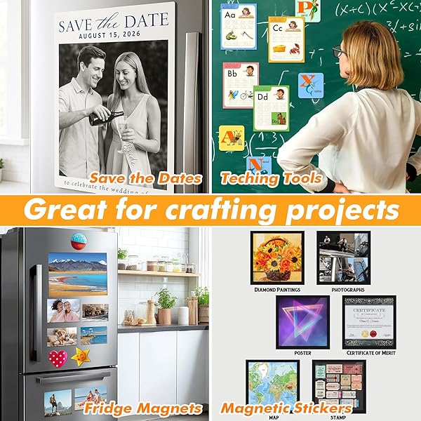GCFOIR ADHESIVE MAGNETIC SHEETS 8.5 X 11 INCH, 50 PACKS MAGNETIC SHEETS WITH ADHESIVE BACKING – 0.5MM THICKNESS FLEXIBLE MAGNET SHEETS FOR DIES STORAGE, CRAFT PROJECTS, PHOTOS, SCHOOL, OFFICE