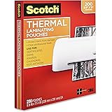 Scotch Thermal Laminating Pouches, 200-Pack, 8.9 x 11.4 Inches, Letter Size Sheets, Clear, 3-Mil (TP3854-200)