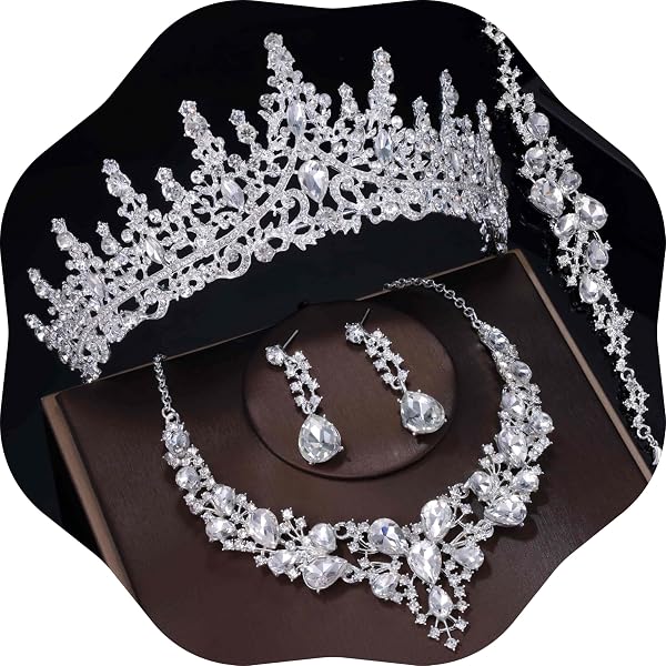 Amazon.com: Kamirola Crowns earrings Crystal Beads Pearl  display picture 3