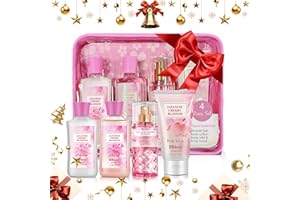 Beautifier Life Bath and Body Gift Set for Women and Girls,Japanese Cherry Blossom,4PCS Set for-Shower Gel,Body Lotion,Body Mist,Exfoliating Scrub,Body Care Travel Set for Birthday Mother's Day Gifts