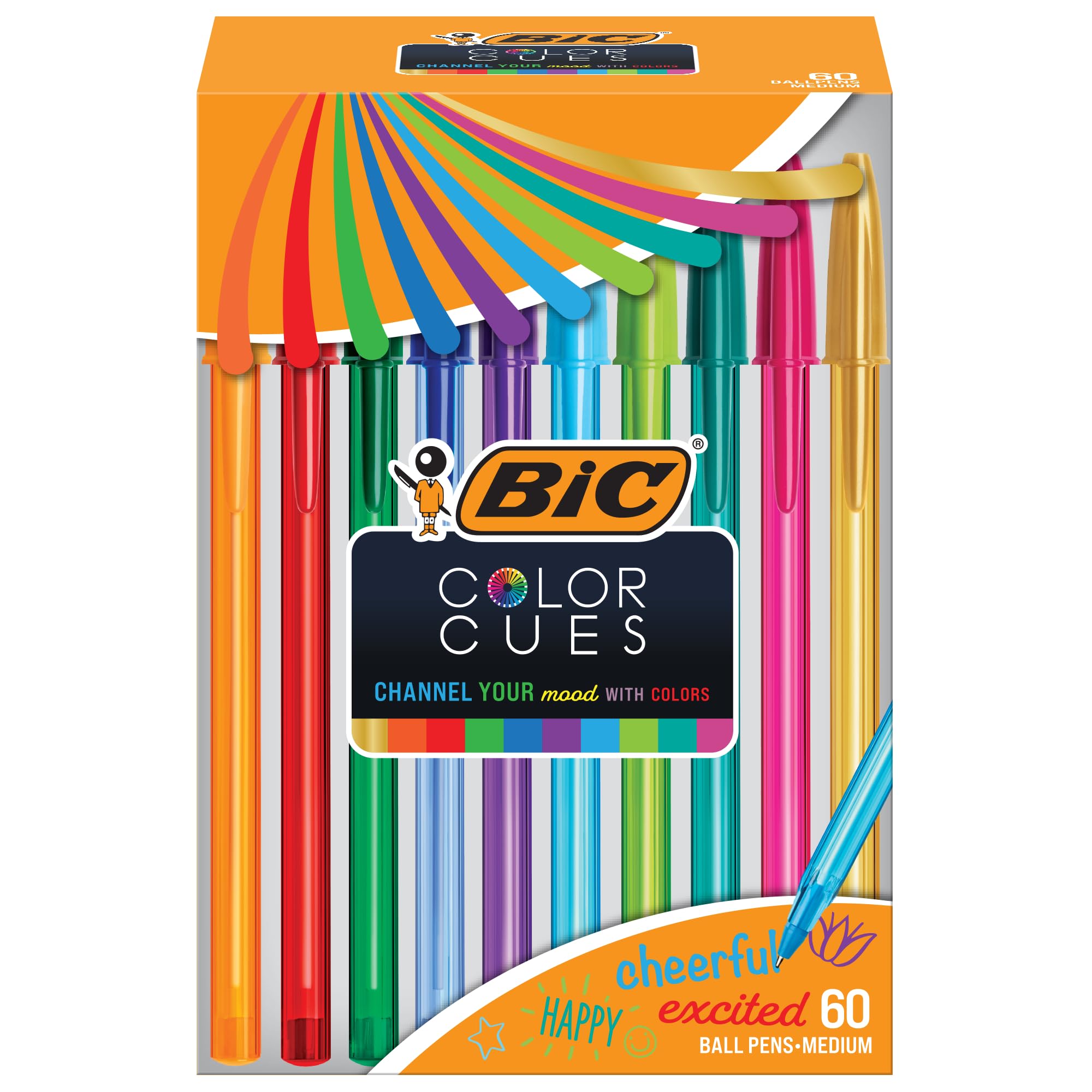 BIC Color Cues Pen Set, Assorted Colors, Fun Color Pens for School Supplies, Includes Cristal Xtra Smooth Ballpoint Pens (Pack of 540) Image