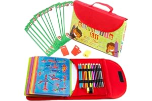 Drawing Stencils for Kids Kit & Carry Case – – Child-Safe, Non-Toxic Stencil Set with 300 Shapes, Colored Pencils, Paper, Etc