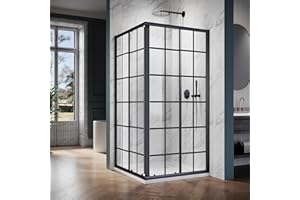 ELEGANT Framed Sliding Shower Enclosure 36 in. D x 36 in. W x 72 in. H, 2 Stationary Panels, 1/4'' Clear Glass Sliding Shower Doors, Black Brushed Nickel (Shower Base Not Included)