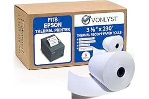 Vonlyst 3 1/8 x 230 Thermal Paper Receipt Roll for Epson Printer (Pack 06 rolls)
