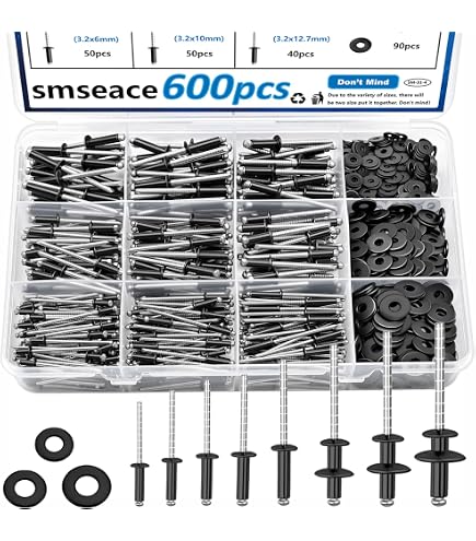 Fastenere Pop Rivets - 3/16 x 1/4 (100pcs) Heavy Duty, Open- End, Aluminum, Dome-Head Blind Rivets, Corrosion-Resistant, High Tensile & Shear Strength, 6-4 Gap 0.188-0.250