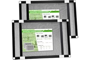 Yoochee Expandable Window Screen, Adjustable Window Screen, Replacement Window Screens with Frame, Durable Replacement Screen Mesh for Window (15" H x 21" - 40" W, Black, Pack of 2)