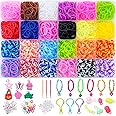 XKDOUS 24 Colors Rubber Band Bracelet Kit, Bracelet Making Kit for Art and Craft, Rubberband Bracelets kit for Kids Ages 6+