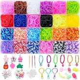 XKDOUS 24 Colors Rubber Band Bracelet Kit, Rubberband Bracelet Making Kit | 1400+ Rubber Bands with Case for Kids Ages 6+, DIY Jewelry Bracelet for Art &amp; Craft, Ideal Gift Choice for Birthday &amp; Holiday
