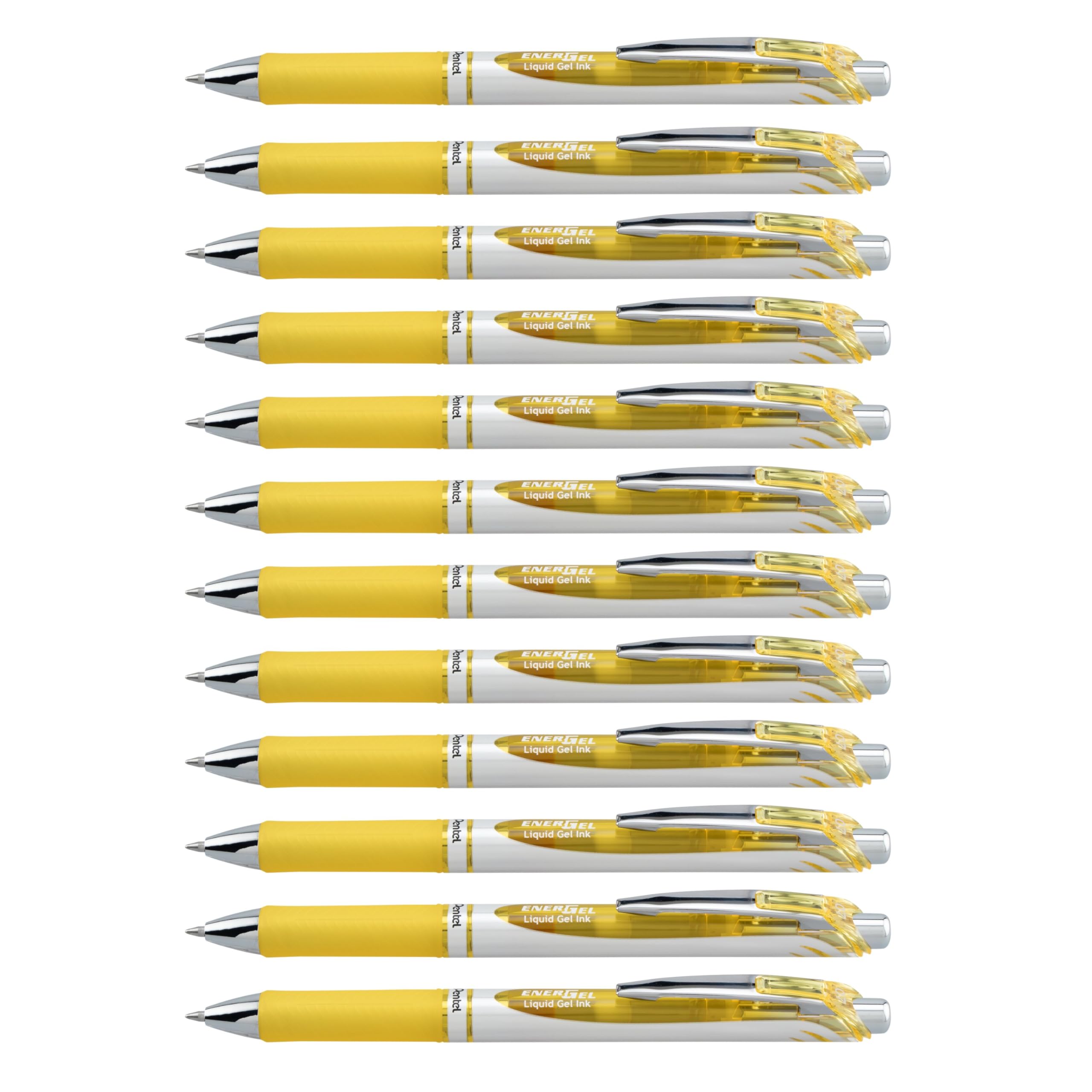 Pentel BL77-GX EnerGel Retractable Gel Rollerball Pen 0.7mm Ball Diameter = 0.35mm Line Width Refillable Ref BL77-GX [Pack 12] Yellow