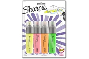 Sharpie Clear View Highlighters, Chisel Tip, Assorted Colors, 4 Count