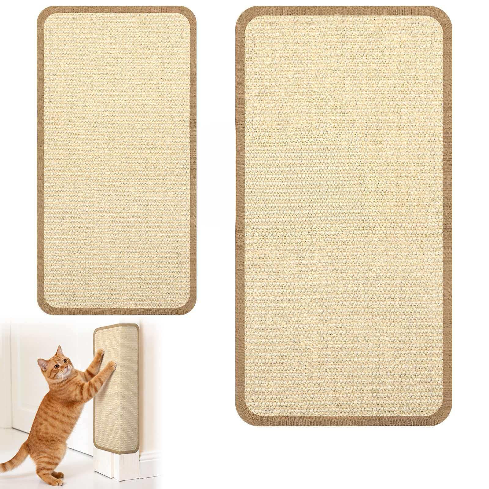 Photo 1 of 2 Pack Wall Coner Cat Scratcher with Tape, Natural Sisal Cat Corner Scratcher for Indoor Cats, Scratch Furniture Protector 20''x9.8'' + 15.7''x7.9''