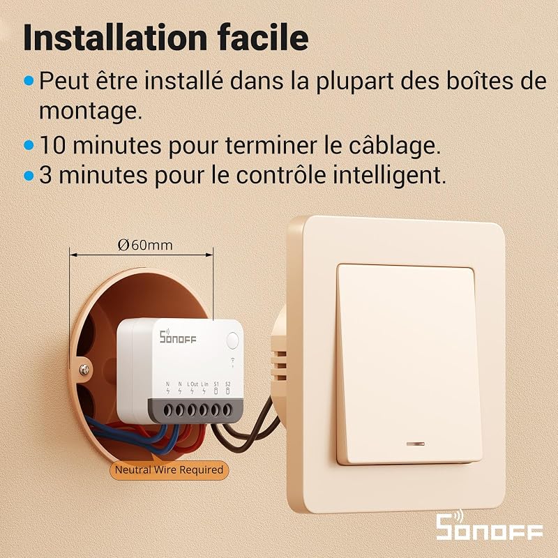 ZBMINIR2 Interrupteur Zigbee, 2 Pack, Fil neutre requis