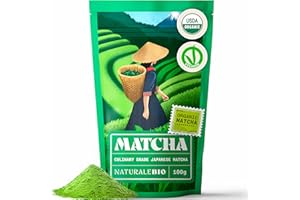 NaturaleBio Japanese Organic Matcha Green Tea Powder - Culinary Grade - 100 gr. Tea Produced in Japan, Uji, Kyoto. Use for Co