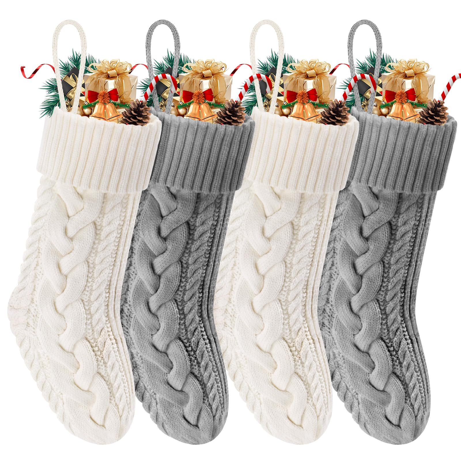 Photo 1 of ***MISSING PIECES*** Doitory Christmas Stockings 4 Pack 18 Inches Large Size Knitted Stocking Christmas Decorations for Family Holiday Party Decor
