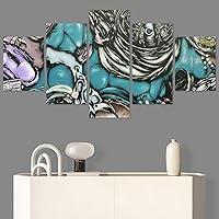 SIGNWIN 5 Panel Canvas Wall Art Decorative Elements Graffiti & Street Art Mixed Media Multicolor Patterns Whimsical for Home Decorations Ready to Hang - 60
