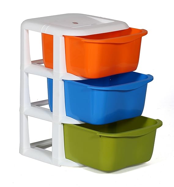 Cello Cuboid Storage Unit with 3 Drawers (White) Amazon.in Home & Kitchen