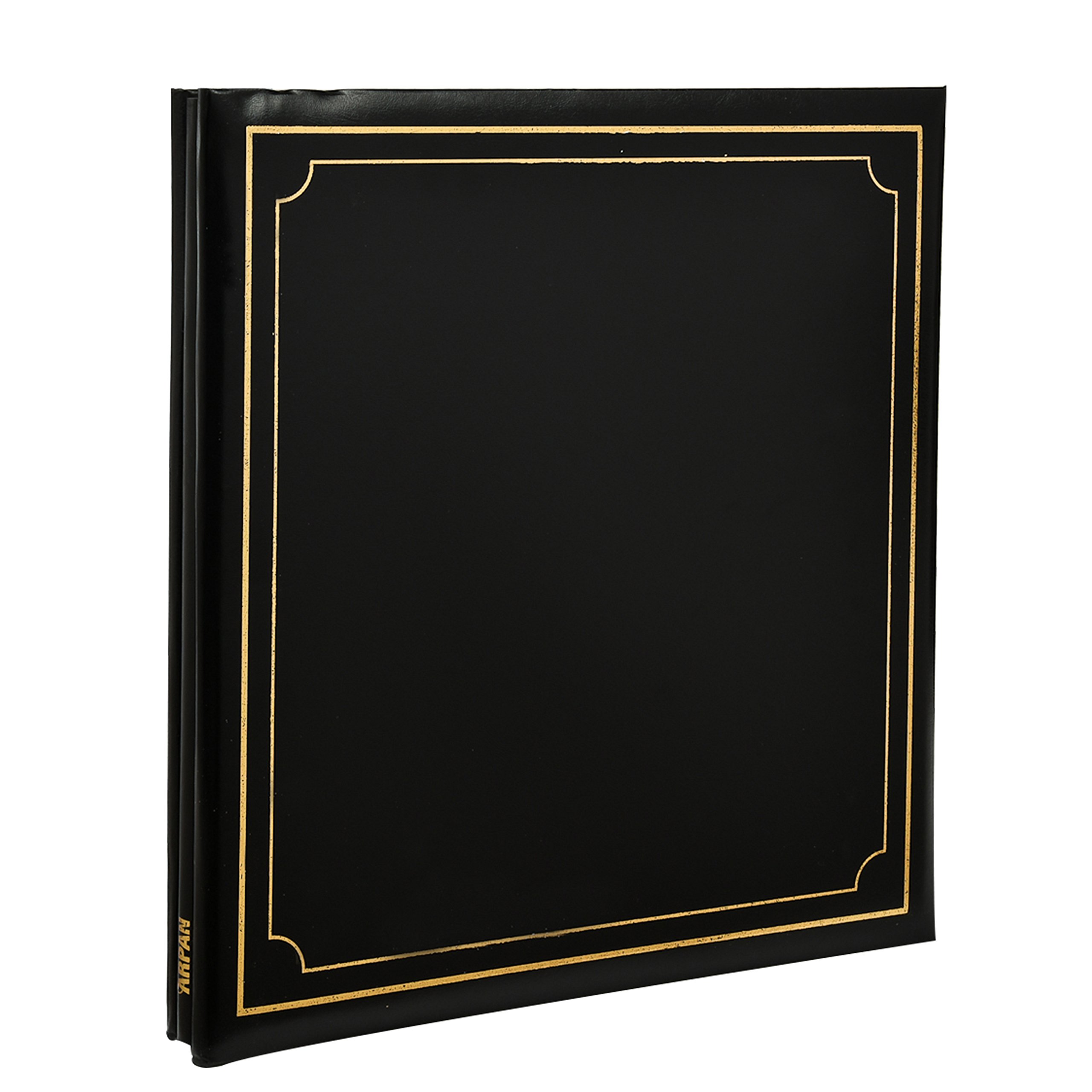Arpan Extra-Large 32x26cm Self Adhesive Photo Album 24 Sheets 48 Sides Faux Leather Padded Cover Post bound- Black