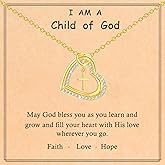 GLEZZA Cross Necklace for Daughter Baptism First Communion Confirmation Graduation Gifts for Daughter