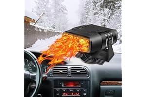 JOTUPLUN Quick Heating Car Heater, 2 in 1 Defroster Defogger Fast Heating, Plug in Vehicle Windscreen Fan Cigarette Lighter with Adhesive Base, for All Cars Christmas Halloween Gifts for Men Women