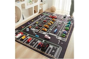 HGOLMDD Car Mat Play Rugs, Parking Lot Car Rug Floor Mat 3'x4' Reading Area Toy Area Game Carpet Car City Traffic Hopscotch Crawling Mat Non-Slip Playroom Classroom Bedroom Carpet