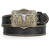 Zentavi Cowboy Genuine Leather Belt – Engraved Buckle, Western Style for Men and Women