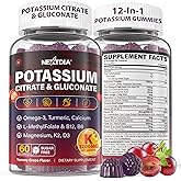 Potassium Citrate and Potassium Gluconate Supplement, 1200mg Two Forms of Potassium Gummies, w/Magnesium, Omega-3, Calcium, Vitamin D3 K2 B12 E B6, Folate for Mṵṣḉḷḙ, Nerves, Health Bones, 120Cts
