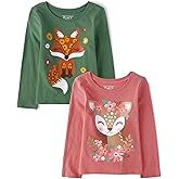 The Children's Place baby-girls And Toddler Unicorns,butterflies,trends Long Sleeve Graphic T-shirts,2 Pack