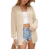 Women Crochet Cardigan Cover Up Lightweight Knit Kimono Open Front Long Sleeve Cardigans