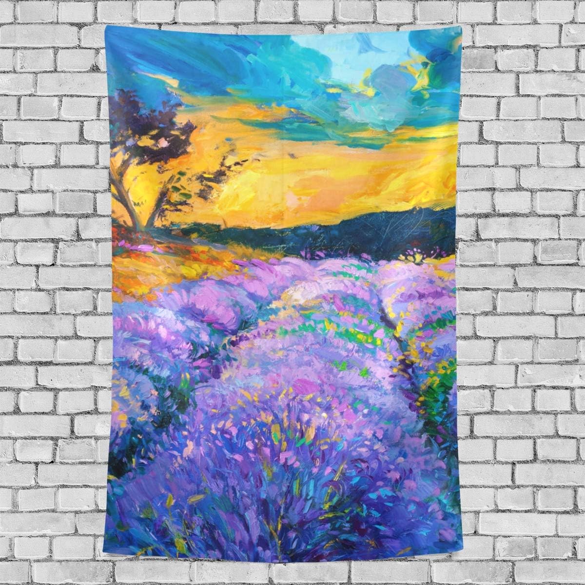 DEYYA Rural Scene Flower Garden Oil Painting Tapestry Wall Hanging Home Wall Art Decorative for Living Room Table Throw Bedspread 60x51 Inches