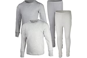 BROOKLYN VERTICAL Boys 4-Piece Thermals Set | Long Sleeve Shirt, Pants Ages 1-16