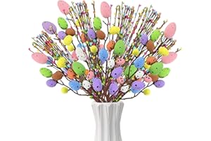 Artificial Easter Picks Easter Spray Vine with Pastel Easter Eggs Berries Floral Stems Easter Egg Twig Branches Floral Pick f