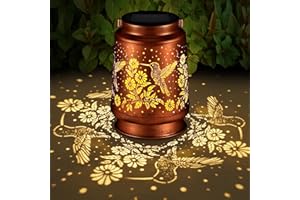PAWATEE Solar Lantern Outdoor Hanging Waterproof Outside Metal Openwork Hummingbird Pattern Birthday Gifts for Women Mom Landscape Lights for Porch Garden Yard Patio Pathway Decor(Great Hummingbird)