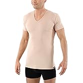 ALBERT KREUZ Men's Invisible v-Neck Business Undershirt with Short Sleeves 100% Organic Cotton Nude Beige