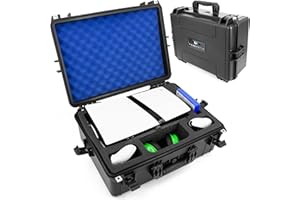 CASEMATIX Travel Case Compatible With PlayStation 5 Pro & PS5 Pro Disc Drive - Hard Shell Waterproof Case with Custom Foam for Console, Pro Controllers, Stand, Headset, Games and Accessories
