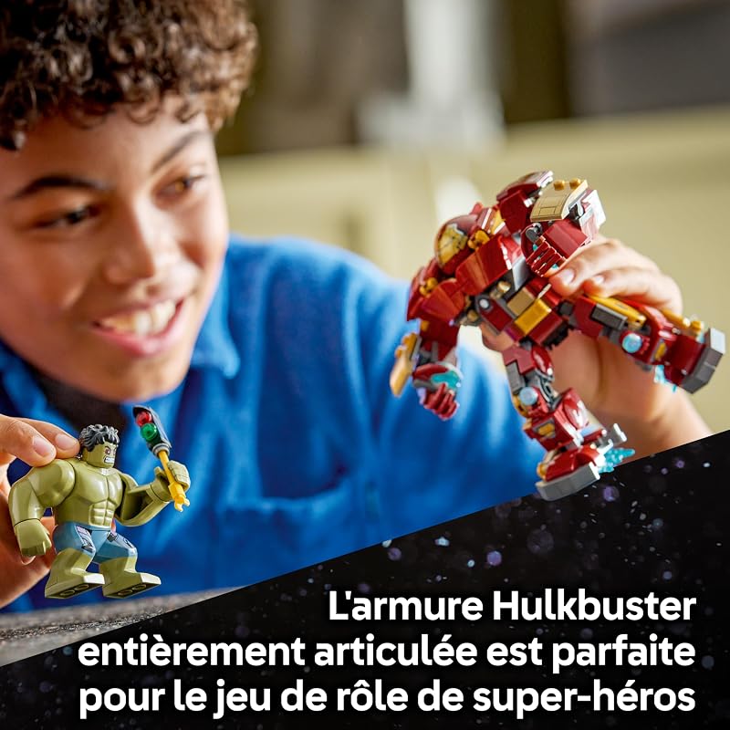 ǀ Marvel Le Combat Légendaire Entre Hulkbuster et Hulk - Jouet de Super-Héros avec 2 Figurines d'action & Minifigurine d'Iron Man - Cadeau Avengers pour Garçon ou Fans dès 9 Ans 76343 — photo 3 sur 8