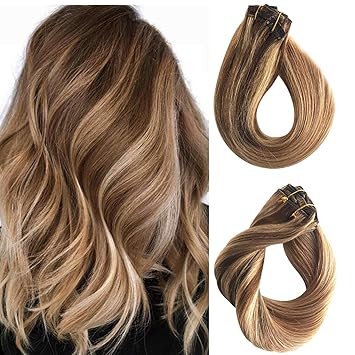 Amazon Com Clip In Hair Extensions Real Human Hair Clip On Remy