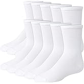 Hanes girls Uniform Crew Socks, Plain White Crew Socks, Knit Crew Socks for Girls, 10-pairs
