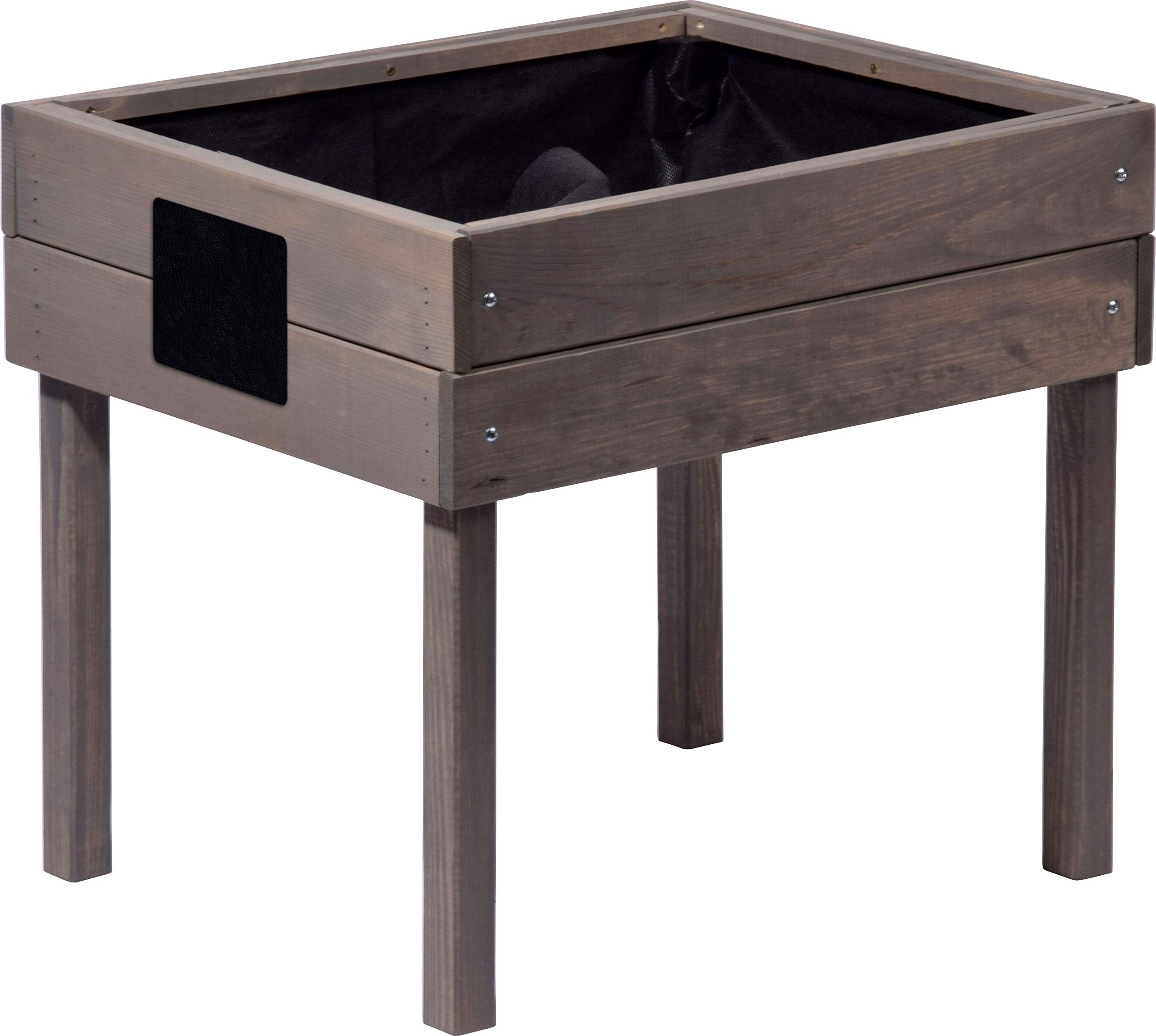 dobar® 58511FSC Children's Raised Bed with Chalkboard, Mini Raised Bed Wood, Raised Planter for Children, Salad Bed on Stilts, Small Herb Bed for Garden/Patio/Balcony, 50 x 40 x 45 cm, Grey