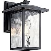 Kichler Capanna 13.25" Outdoor Wall Light in Black, 1-Light Exterior Wall Sconce Porch Light with Clear Water Glass, (13.25" 