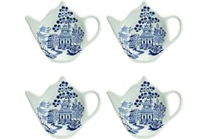 Grace Teaware Tea Bag Caddy Holder, Set of 4 (Blue Willow)