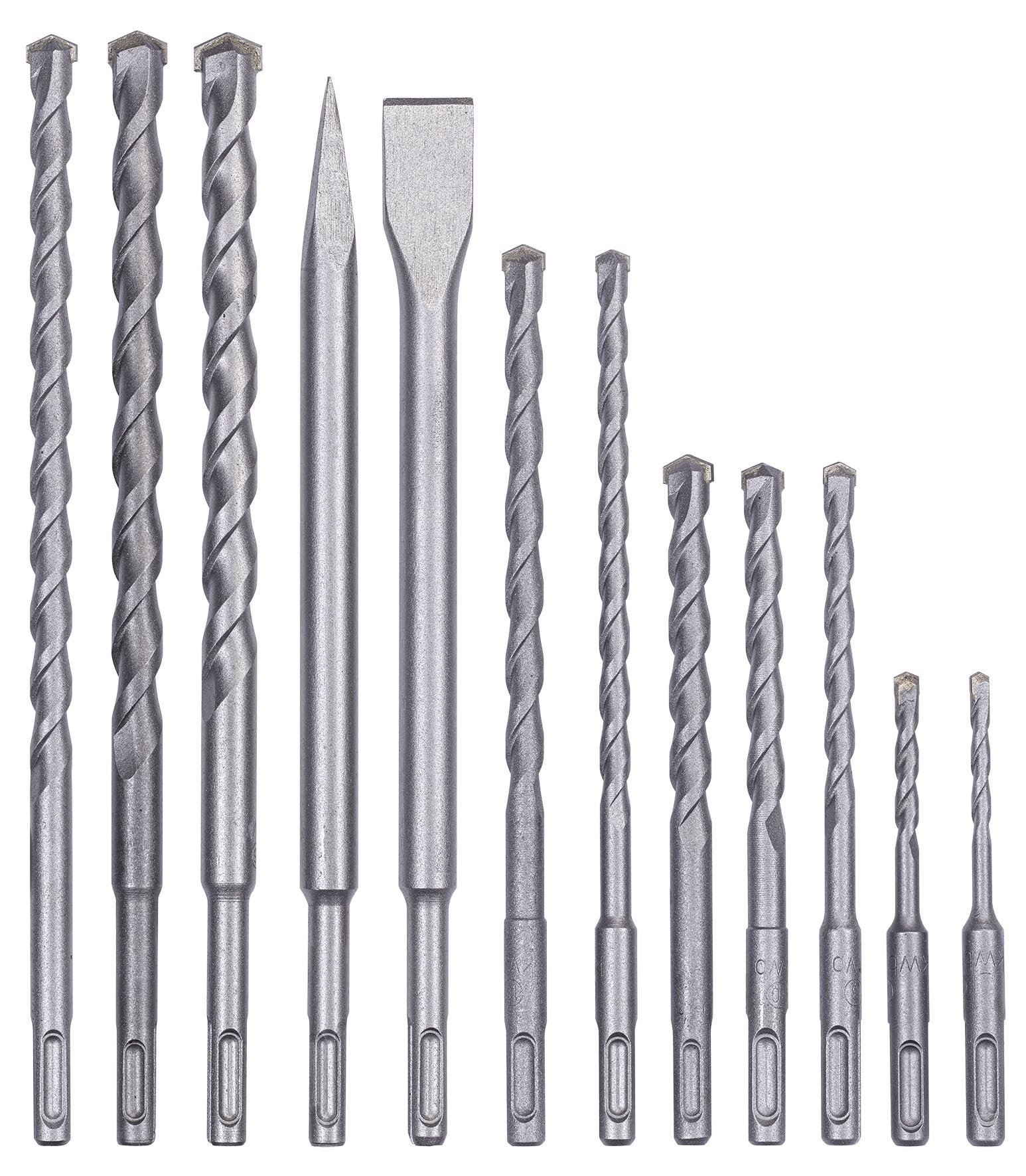 Original Einhell SDS-plus Drill Chisel Set (Hammer Drill Accessories, Includes 10x Masonry Drills, 1x Flat Chisel, 1x Pointed Chisel, in Practical Case)