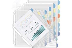 ReliThick 4 Set of 32 Pack Clear Binder Sheet Protectors with Tabs for 3 Ring Binder 8 Tab Binder Dividers with Pockets and Tabs Plastic Page Protector Insertable Index Divider, 8.5 x 11 Inch