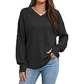 Bsubseach Womens Waffle Knit Tops Long Sleeve V Neck Shirts Dressy Casual Blouse 2026 Spring Loose Tunic Top Outfits