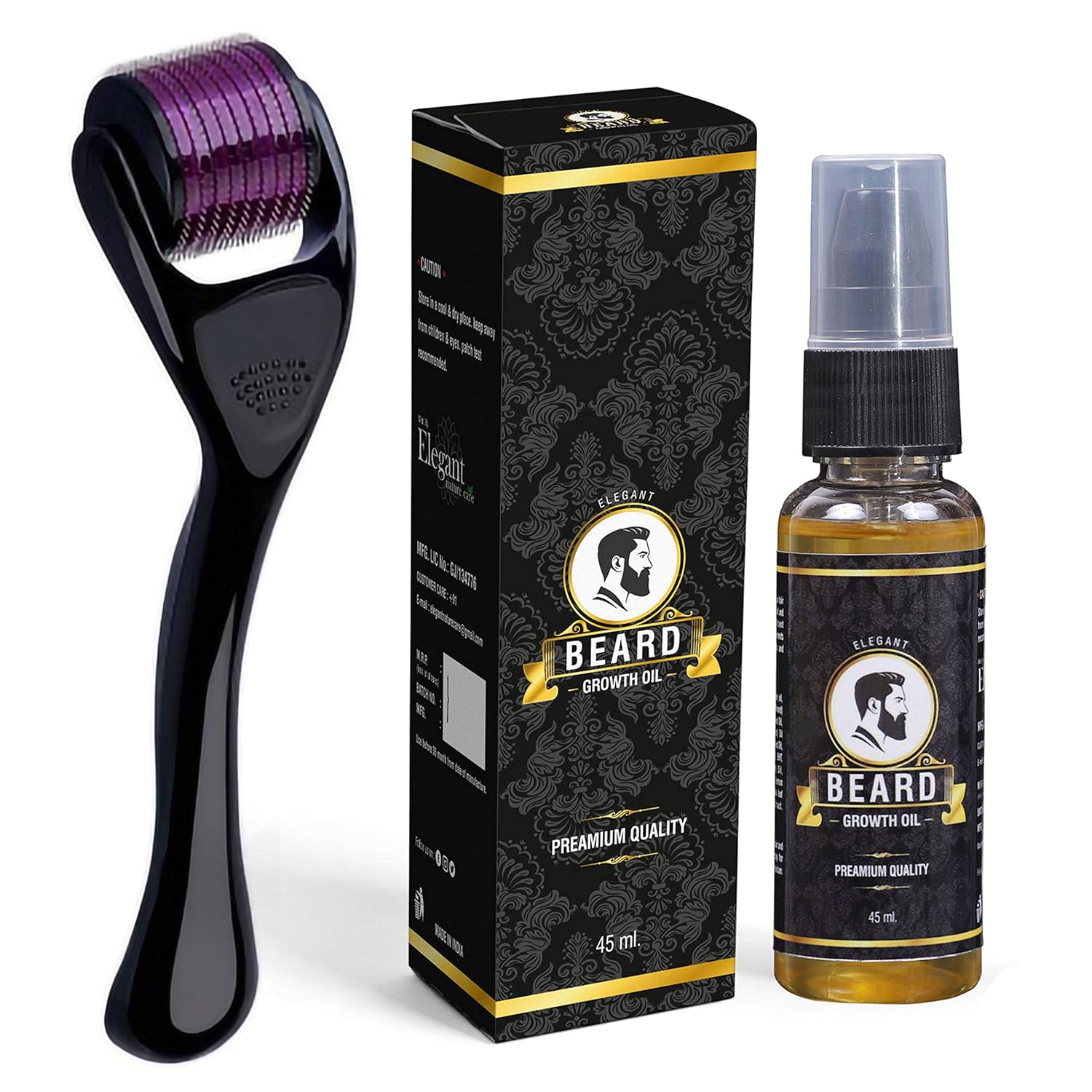 Hinmin Beard Oil With Derma Roller For Men Growing Fast Beard