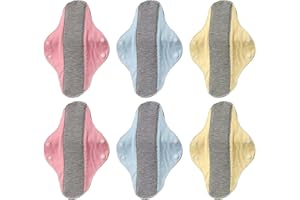 Cotton Panty Liners, Reusable Pads Menstrual, Leakproof Reusable Sanitary Pads 6Pcs, Washable Menstrual Liners Underside Prot