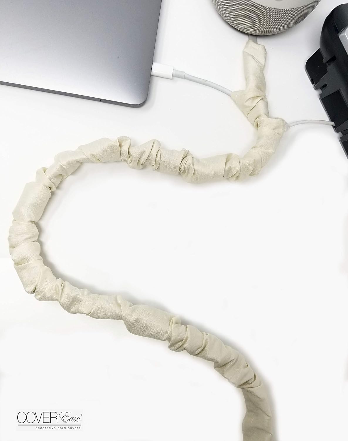 Off White T Lamp Cord Cover Thin Style Faux Silk 9 Ft Long