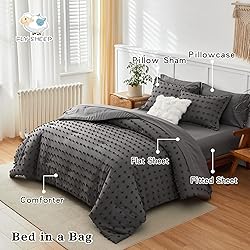 7 Pieces Tufted Dots Bed in a Bag Queen Comforter
