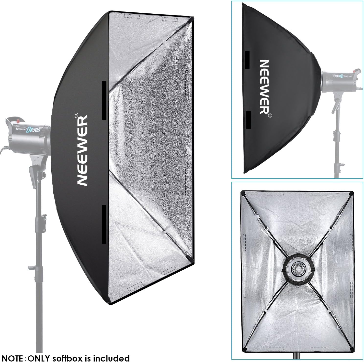 NEEWER 24”x35” (60x90cm) Rectangular Softbox, Studio Monolight Softbox with Bowens Mount - Image 4