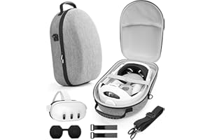 YRXVW Large Hard Carrying Case Compatible with Meta/Oculus Quest 3, VR Headset with Elite Strap and Touch Controller, and Headstrap VR Accessories, Large Capacity VR Bag for Storage and Travel (Grey)